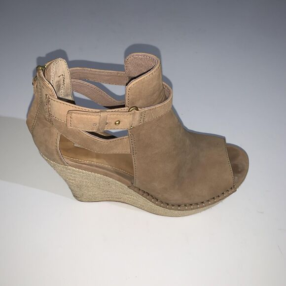 UGG Shoes Womens 9.5 Jolina Tan Wedge Sandals Espadrille Ankle Zip 1010994 - Picture 2 of 10